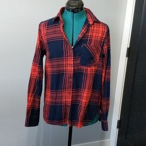 Old Navy Orange and Navy Plaid Flannel!